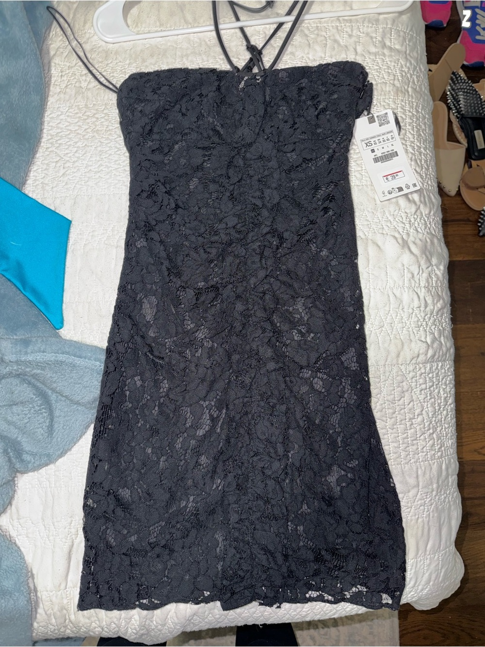 Zara Black Strapless Lace Mini Dress